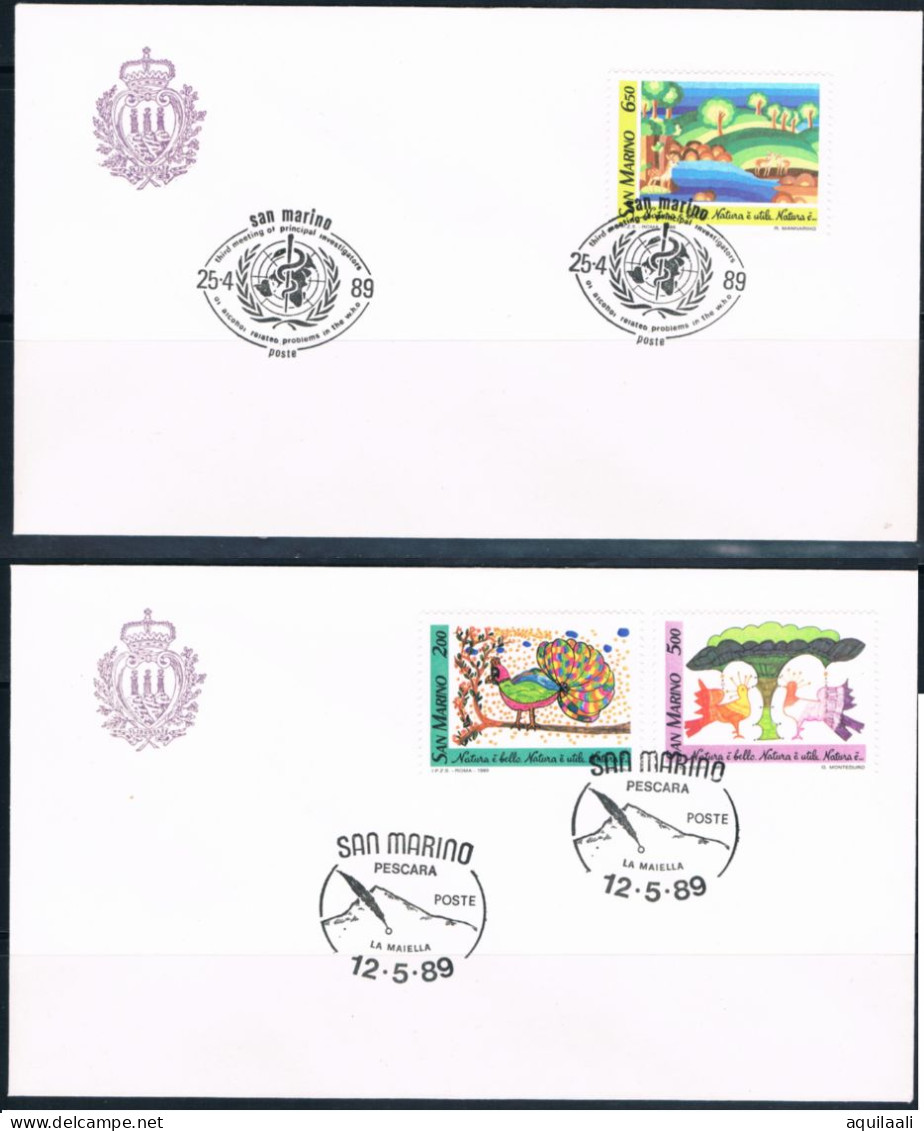 SAN MARINO 1989 - Serie "Natura" Disegni Di Bambini Su Buste Con Annullo Speciale - Storia Postale