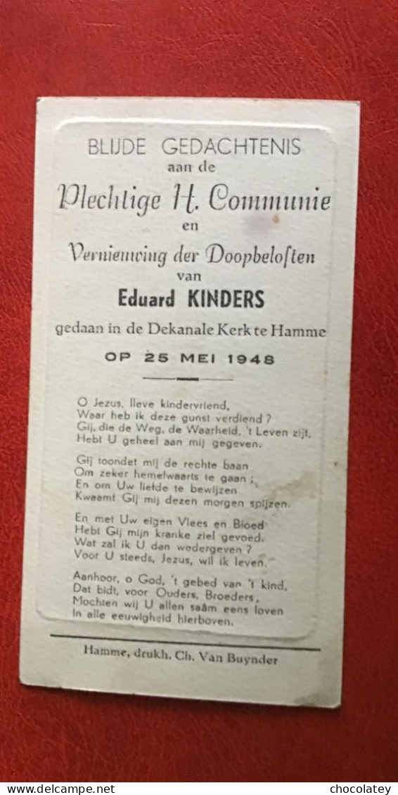 Hamme Eduard Kinders 1948 - Kommunion Und Konfirmazion