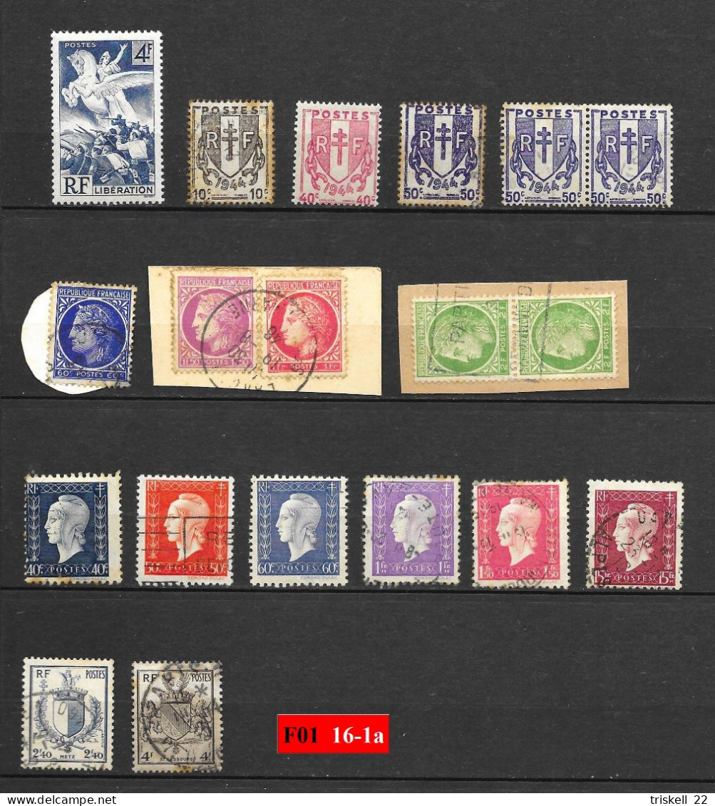 Lot Année 1945 :  19 Timbres (oblitéré - Charnière - Second Choix ) - Used Stamps