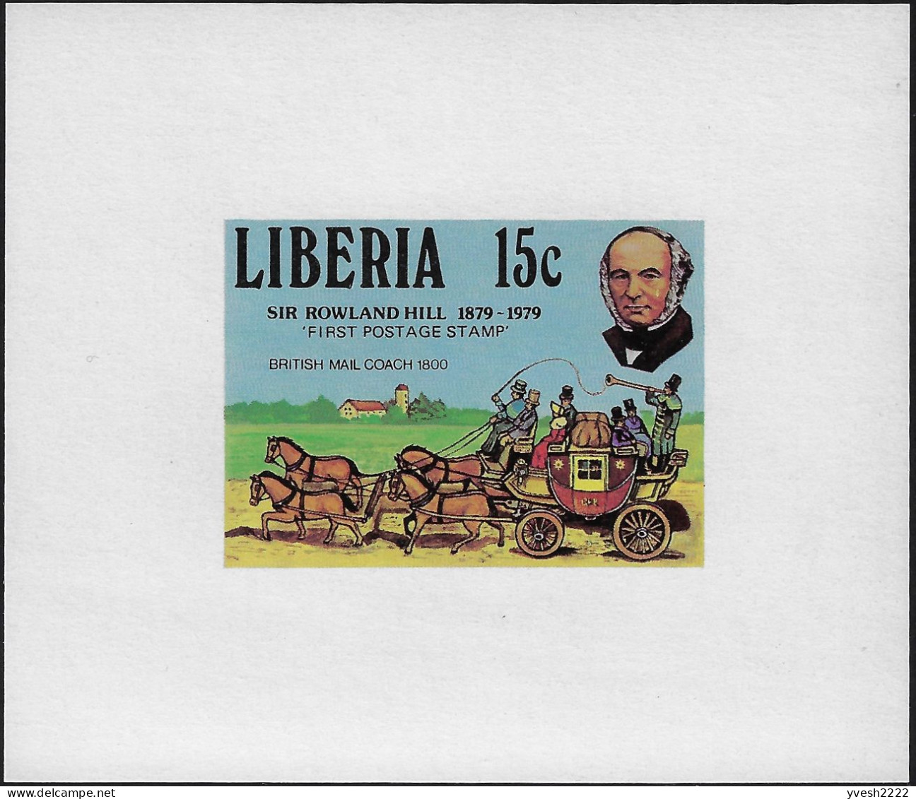 Libéria  1976 Y&T 802 Feuillet De Luxe Gommé. Centenaire De La Mort De Rowland Hill. Malle-poste Britannique - Postkoetsen