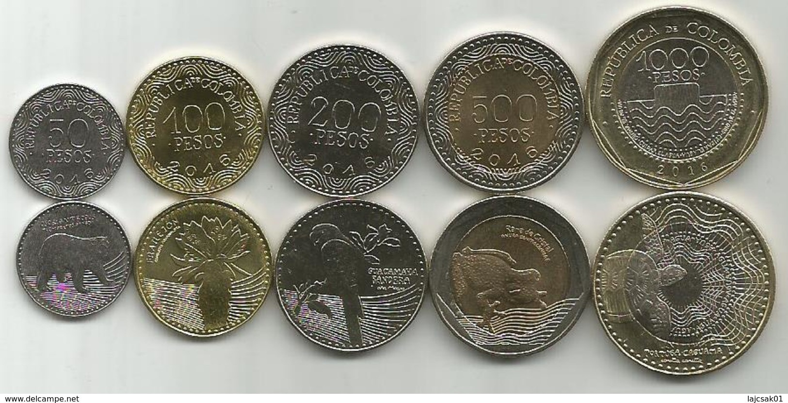 Colombia 50 - 100 - 200 - 500 - 1000 Pesos 2016. High Grade Set - Kolumbien