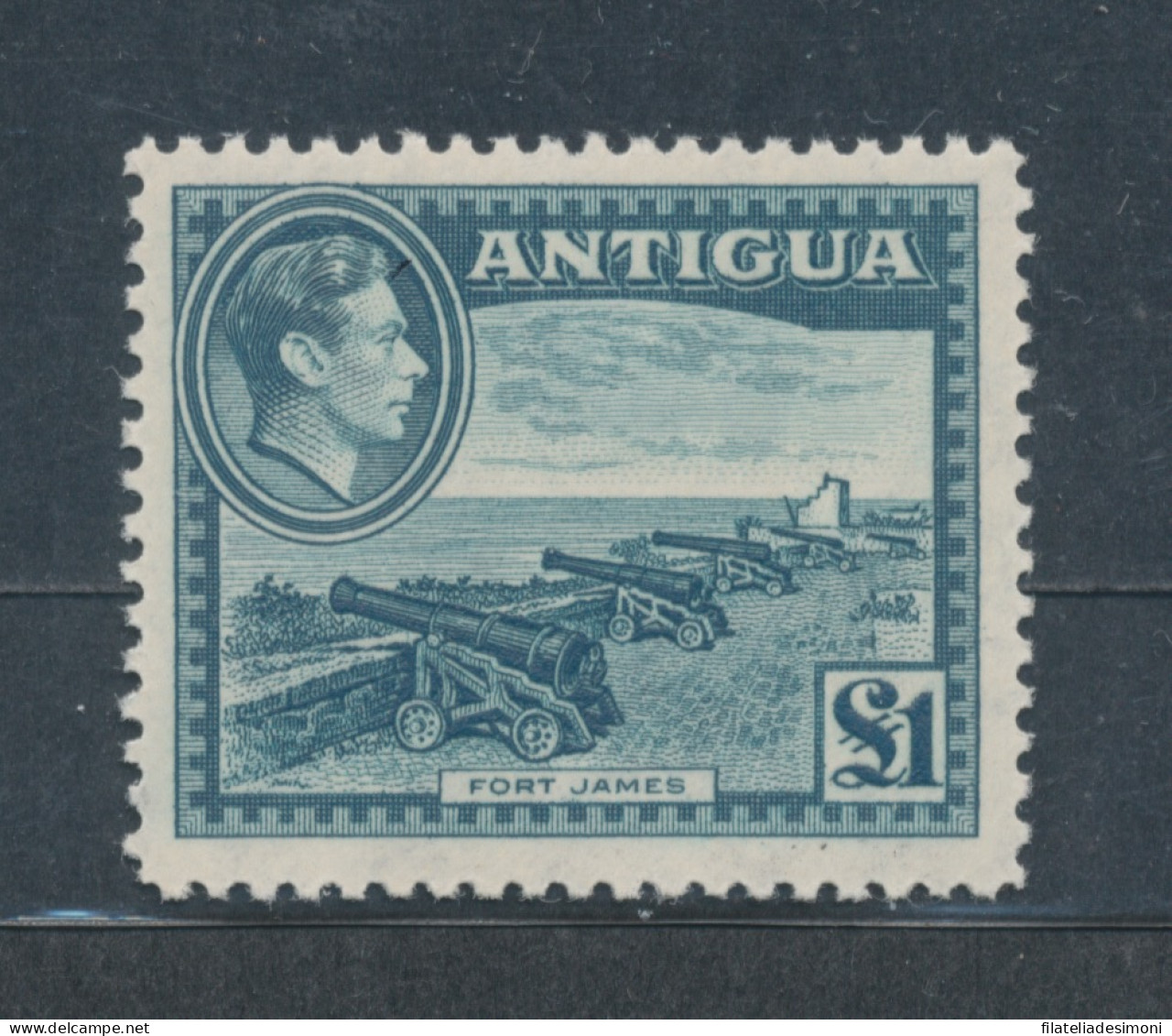 1938-51 Antigua - Stanley Gibbons N. 109 - 1 Sterlina Slate Green - MNH** - Sonstige & Ohne Zuordnung