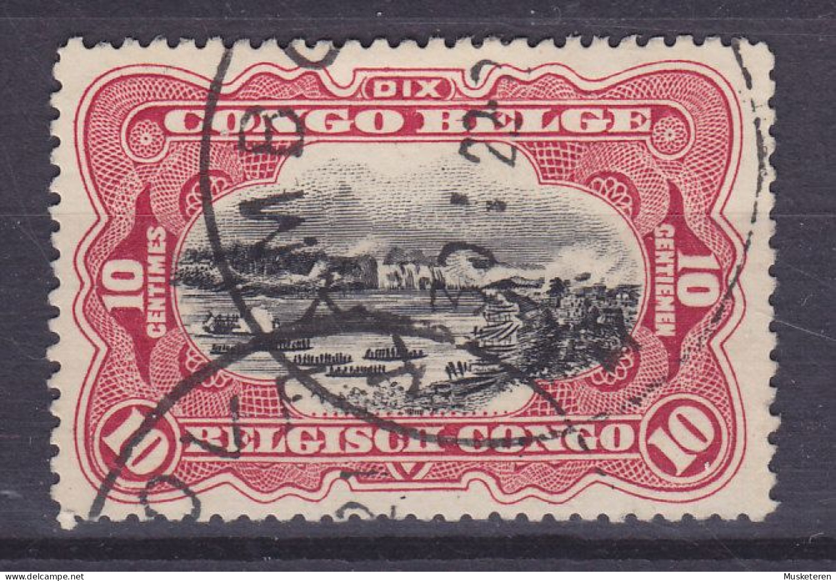 Belgian Congo 1915 Mi. 26, 10c. Szene Am Kongo KAMBOVE Cancel (2 Scans) - Usati