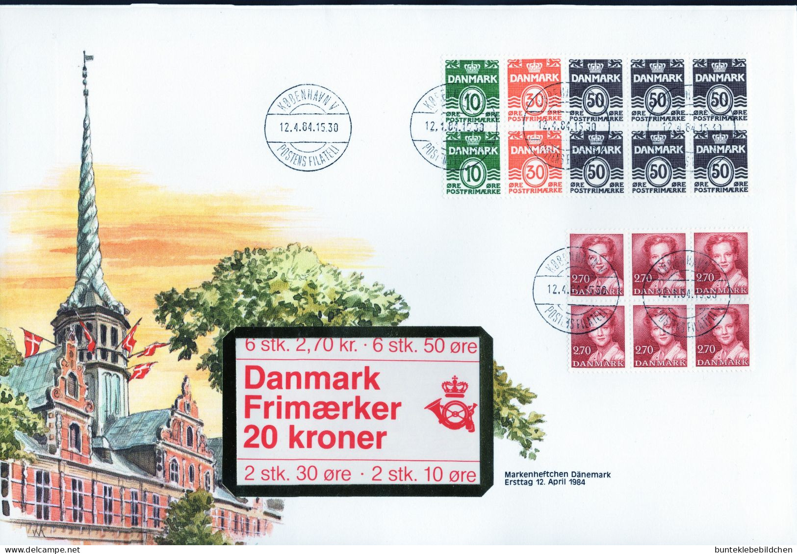 Dänemark- Markenheftchen- Schmuck FDC, 12. April 1984 - Selten Angeboten - FDC