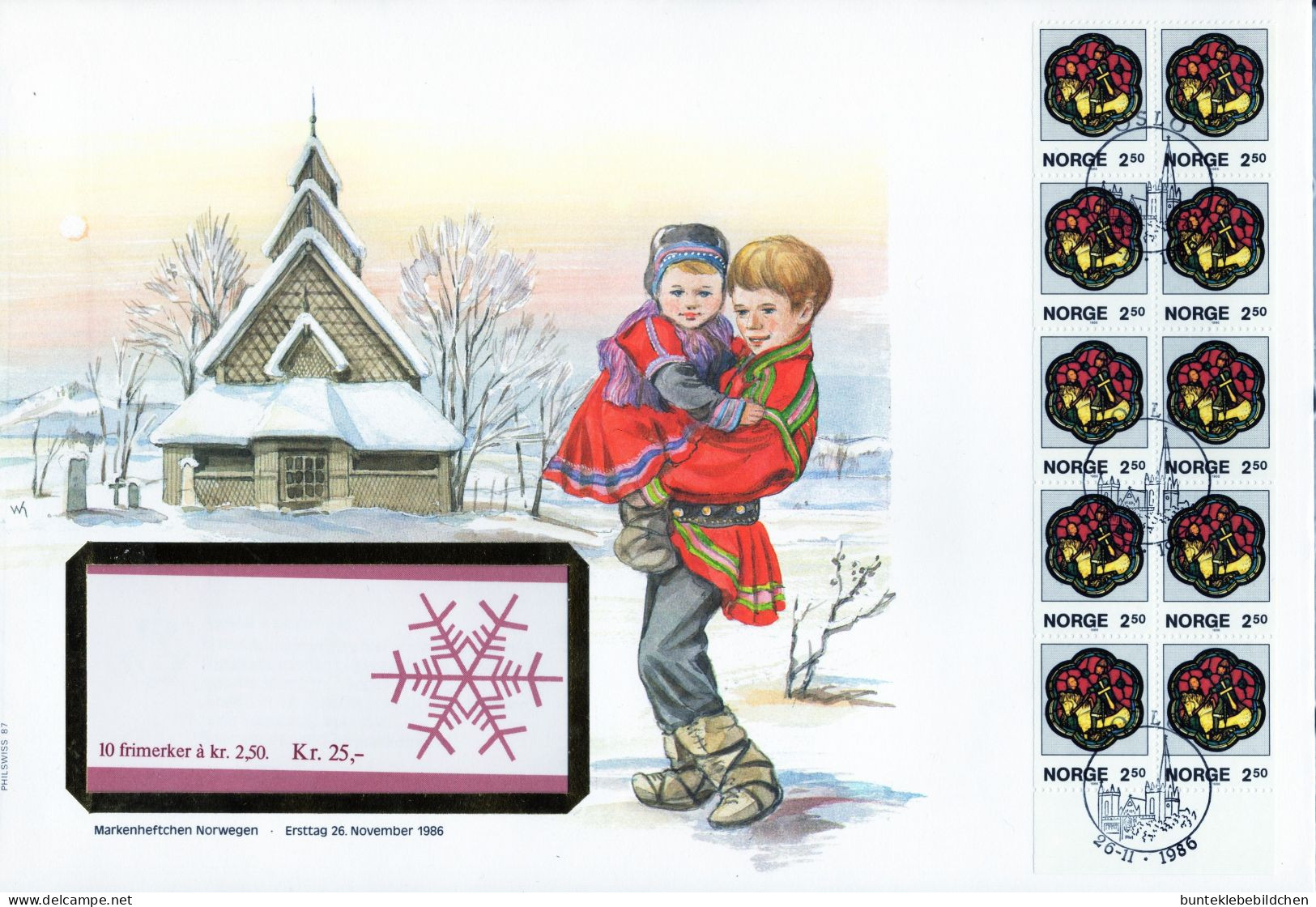 Norwegen- Markenheftchen- Schmuck FDC, 26. November 1986 - Selten Angeboten - FDC