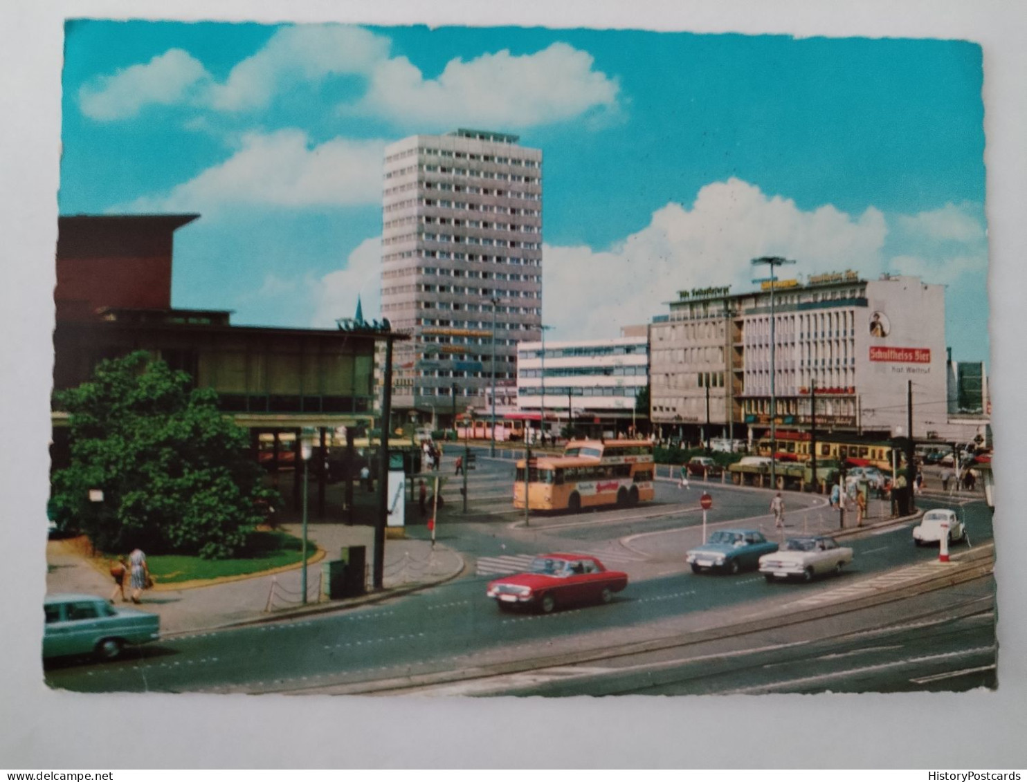 Bochum, Am Hauptbahnhof, Straßenbahn, Bus, Alte Autos, Reklame, 1970 - Bochum