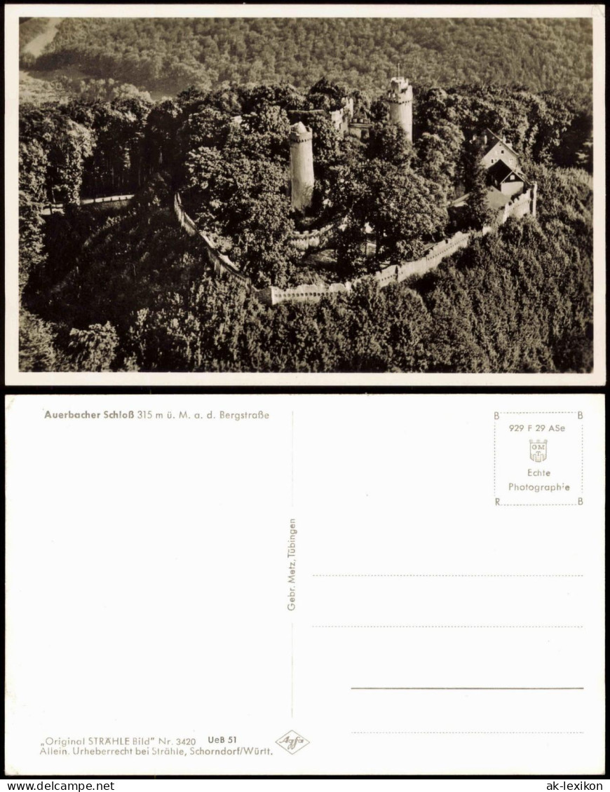 Ansichtskarte Auerbach (Bergstraße)-Bensheim Luftbild Schloß 1959 - Bensheim