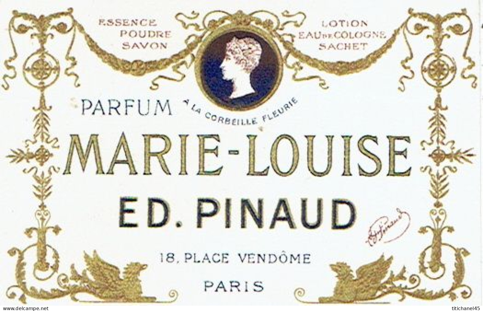 Carte Parfum MARIE-LOUISE D'ED. PINAUD - Calendrier De 1908 Au Verso - Profumeria Antica (fino Al 1960)
