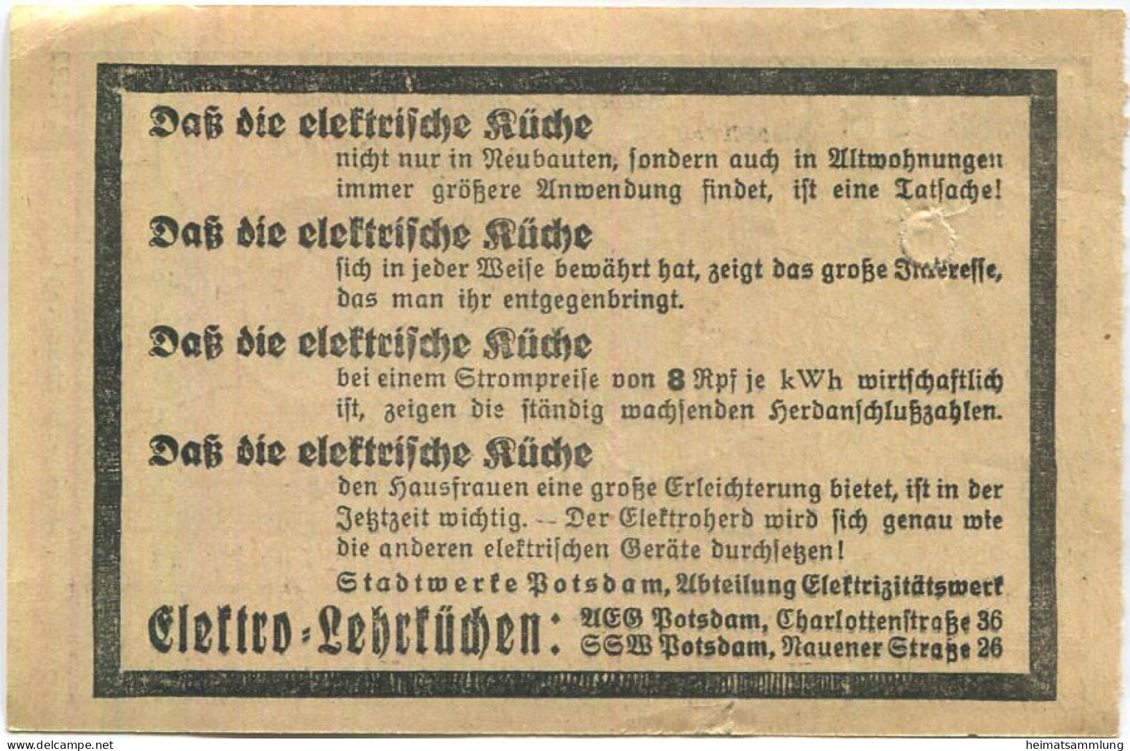 Deutschland - Potsdam - Stadtwerke Potsdam Abt. Verkehrsbetriebe - Kinderfahrschein 10Rpf. - Rückseitig Werbung Für Eine - Europa