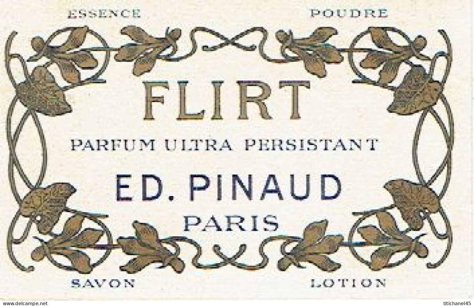 Carte Parfum FLIRT D'ED. PINAUD - Calendrier De 1910 Au Verso - Anciennes (jusque 1960)