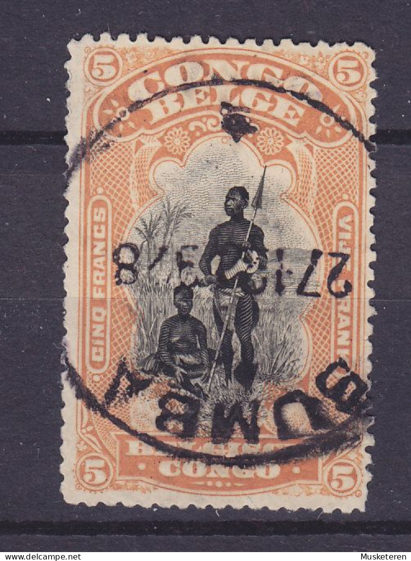 Belgian Congo 1915 Mi. 32, 5 Fr. Bangala-Haüptling Morangi Mit Frau Deluxe (Inverted) BUMBA Cancel (2 Scans) - Oblitérés