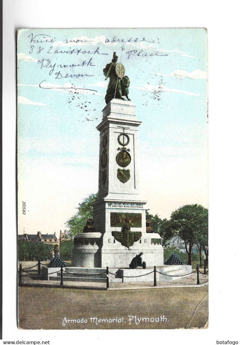 CPA  PLYMOUTH , ARMADA MEMORIAL En 1907! (voir Timbre) - Plymouth