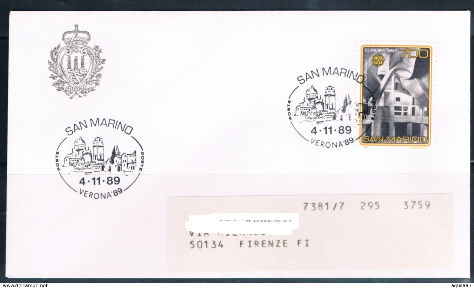 SAN MARINO 1987 - Valore Europa L.700 Su Busta Con Annullo Speciale - 1987