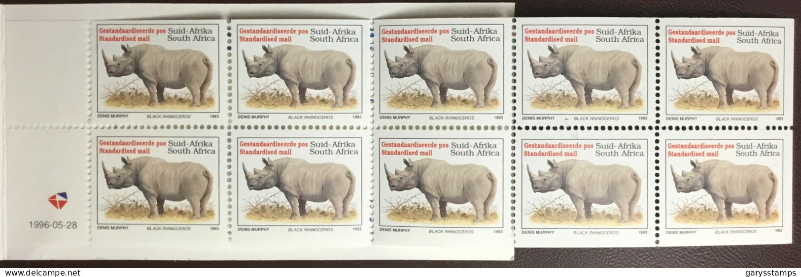 South Africa 1995 Standardised Mail Rhino Animals Booklet Unused - Rhinocéros