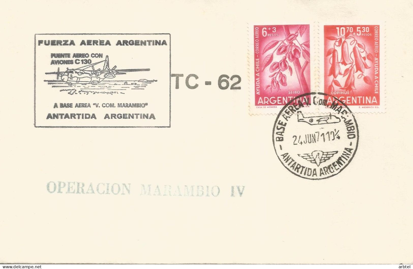 ANTARTICA ANTARCTIC ARGENTINA BASE AEREA MARAMBIO AVION 1971 - Vols Polaires