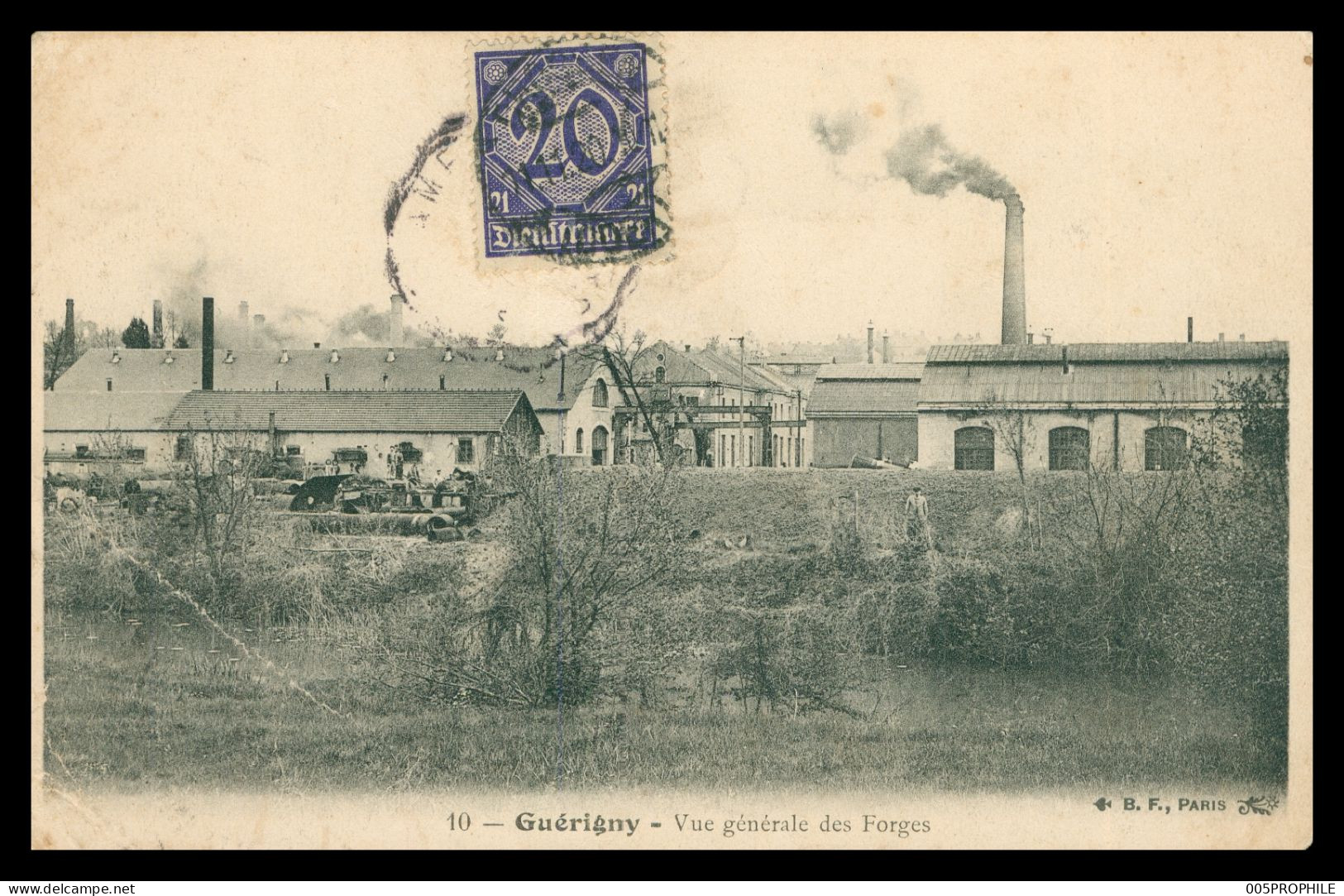 * Guerigny * Vue Générale Des Forges - Usines Usine - Animée - 10 - Edit. B.F. - Convoyeur Clamecy à Nevers 1908 - Guerigny