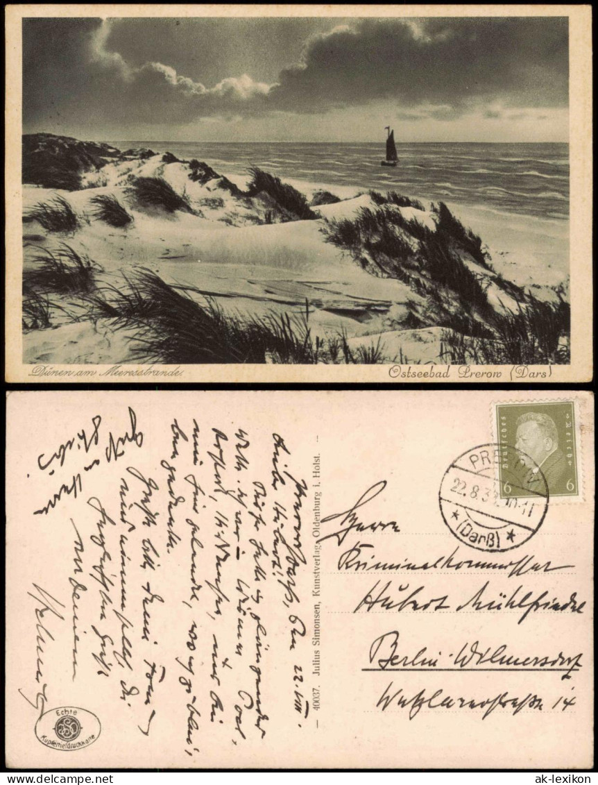 Ansichtskarte Prerow Dünen Am Meeresstrande - Stimmungsbild 1933 - Seebad Prerow