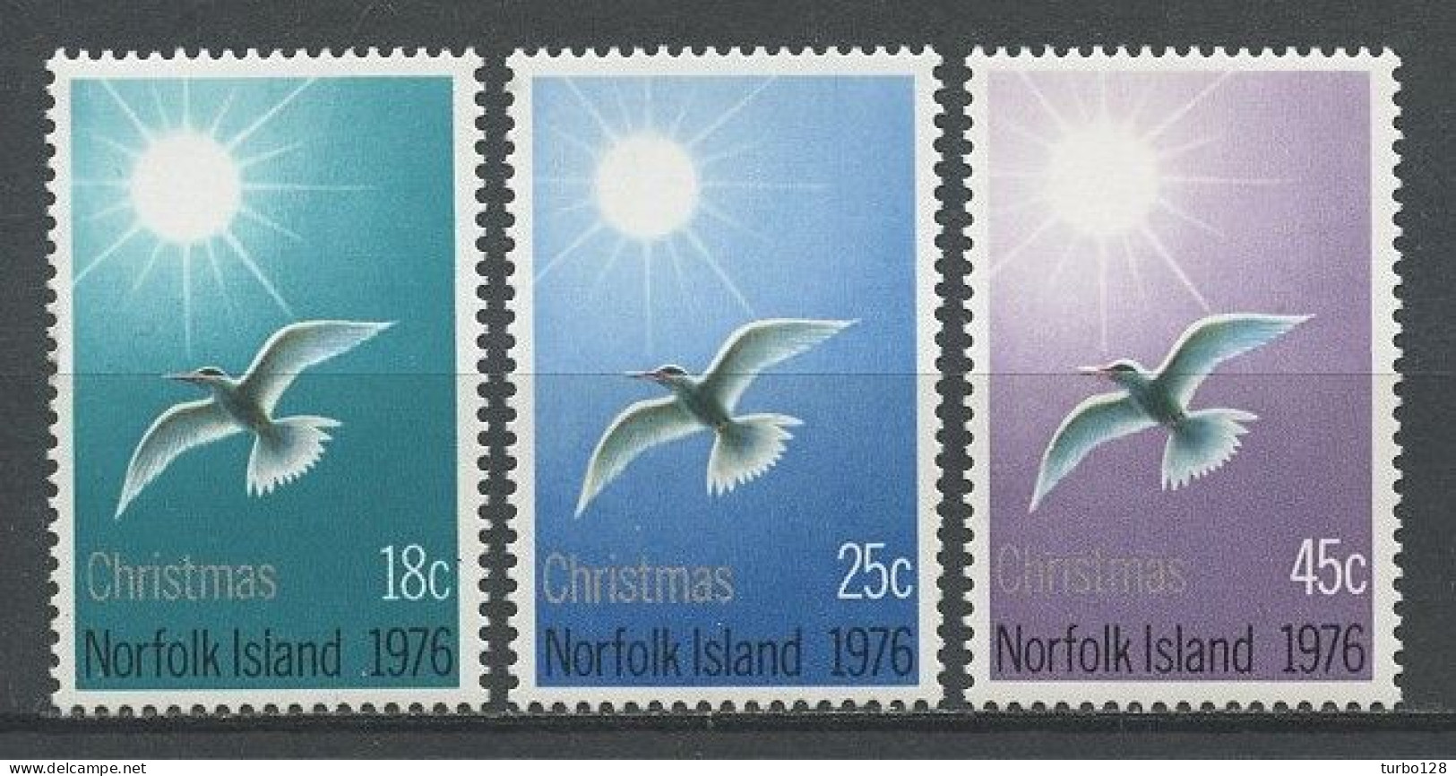 NORFOLK 1976 N° 177/179 ** Neufs MNH Superbes C 3,50 € Noël Christmas Faune Soleil Oiseaux Sterne Birds Fauna Animaux - Isla Norfolk