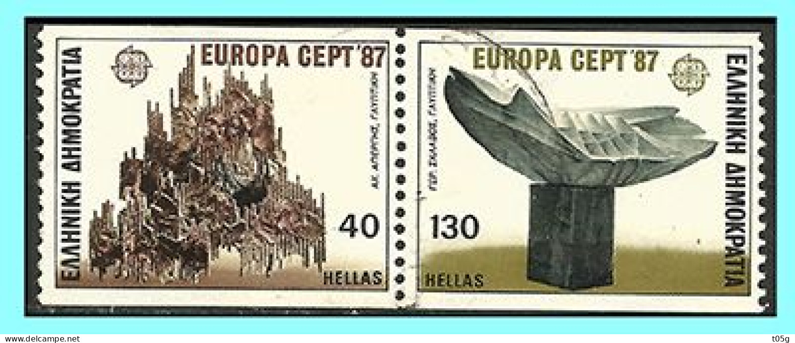 GREECE- GRECE- HELLAS 1987:  Europa CEPT - Se Tenant - Horizintally perforated  - Compl Set Used - Oblitérés
