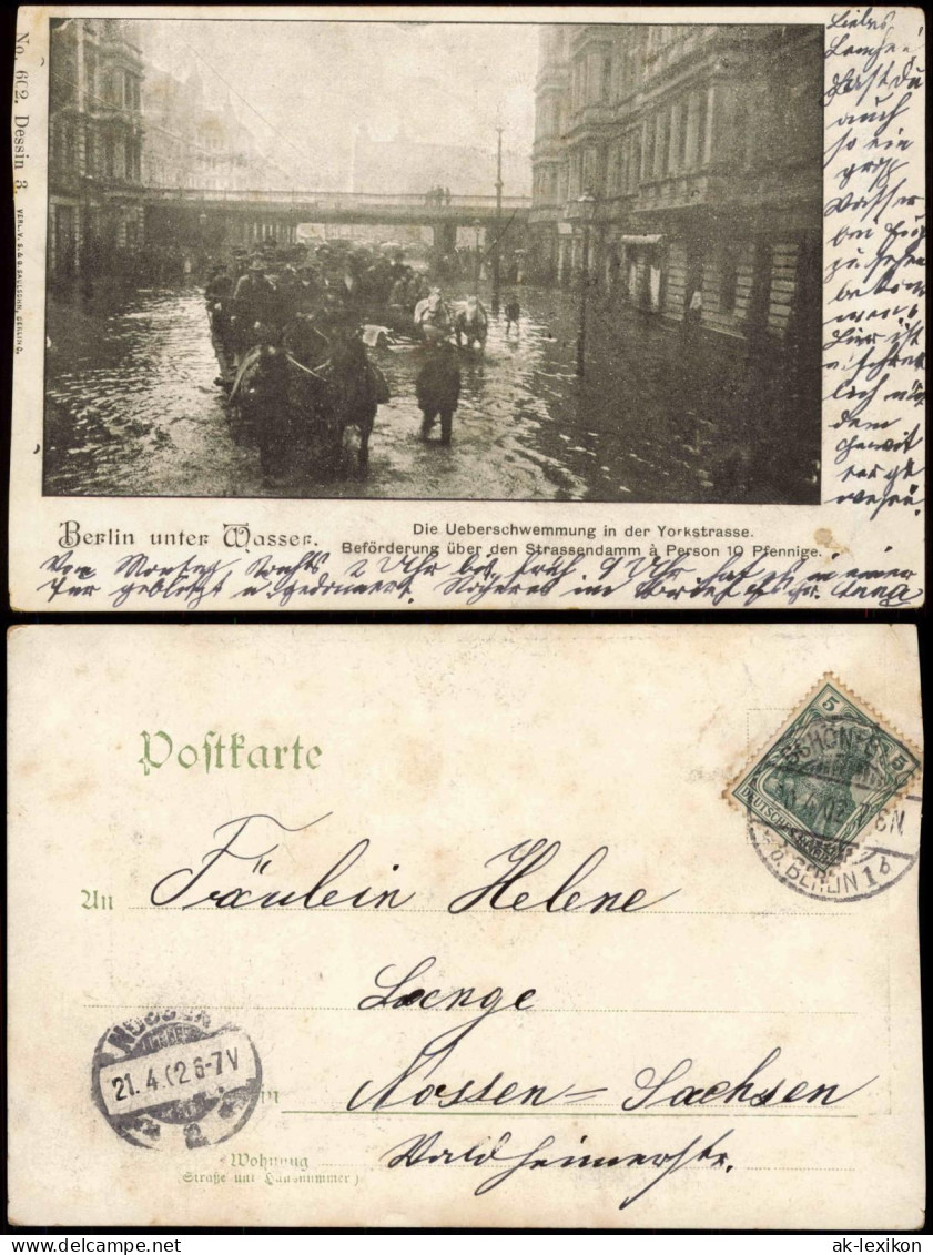 Ansichtskarte Kreuzberg-Berlin Yorckstraße Überschwemmung 1907 - Kreuzberg