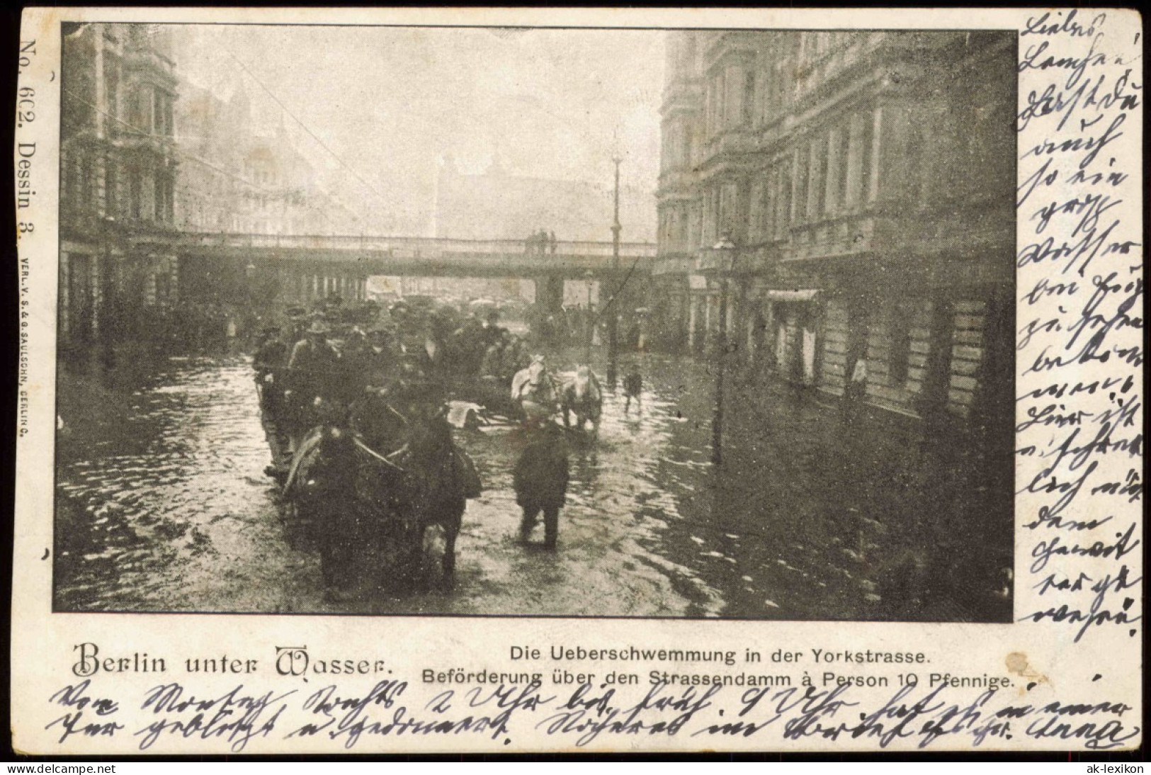 Ansichtskarte Kreuzberg-Berlin Yorckstraße Überschwemmung 1907 - Kreuzberg