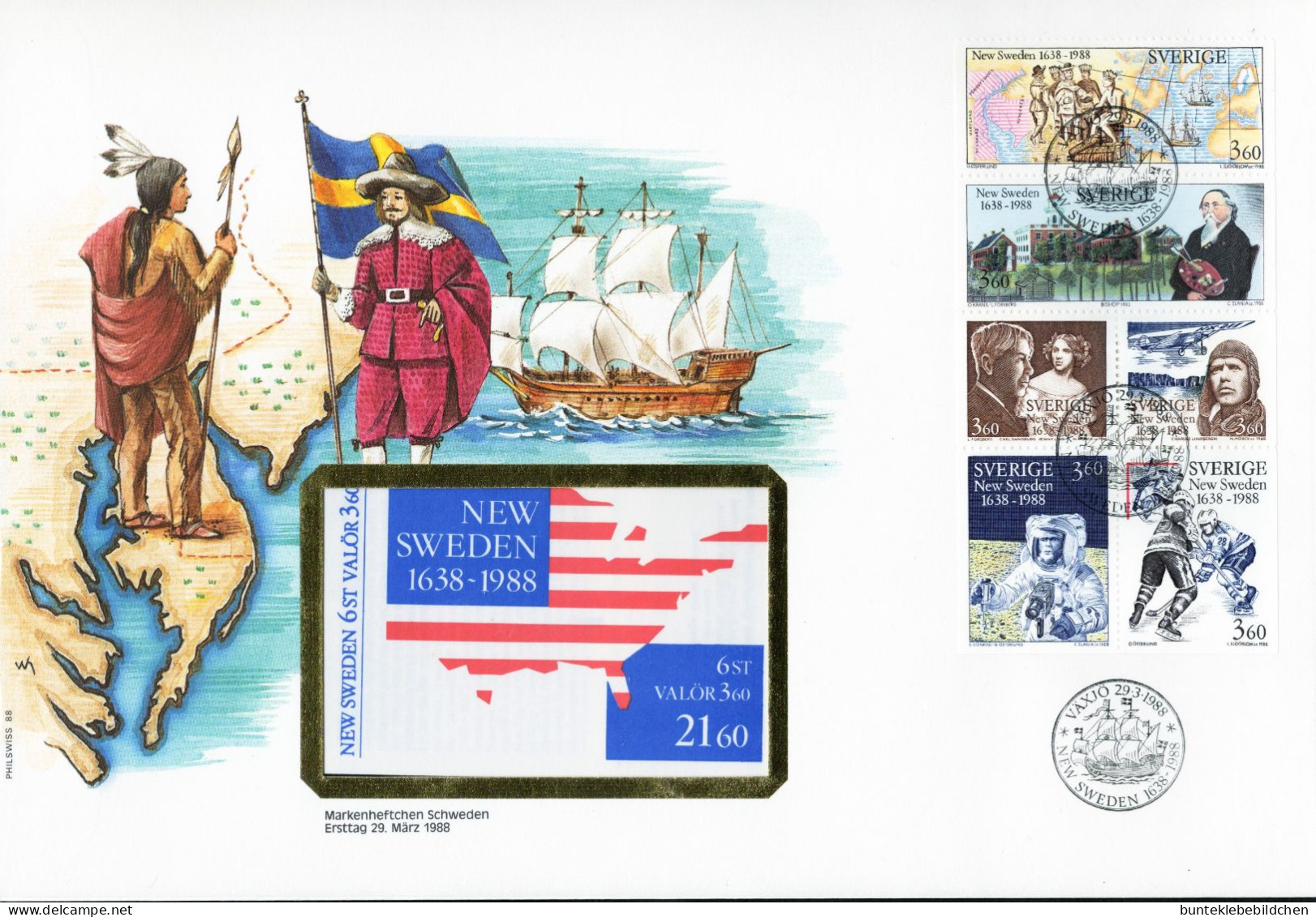 Schweden- Markenheftchen- Schmuck FDC, 29. März 1988 - Selten Angeboten - FDC