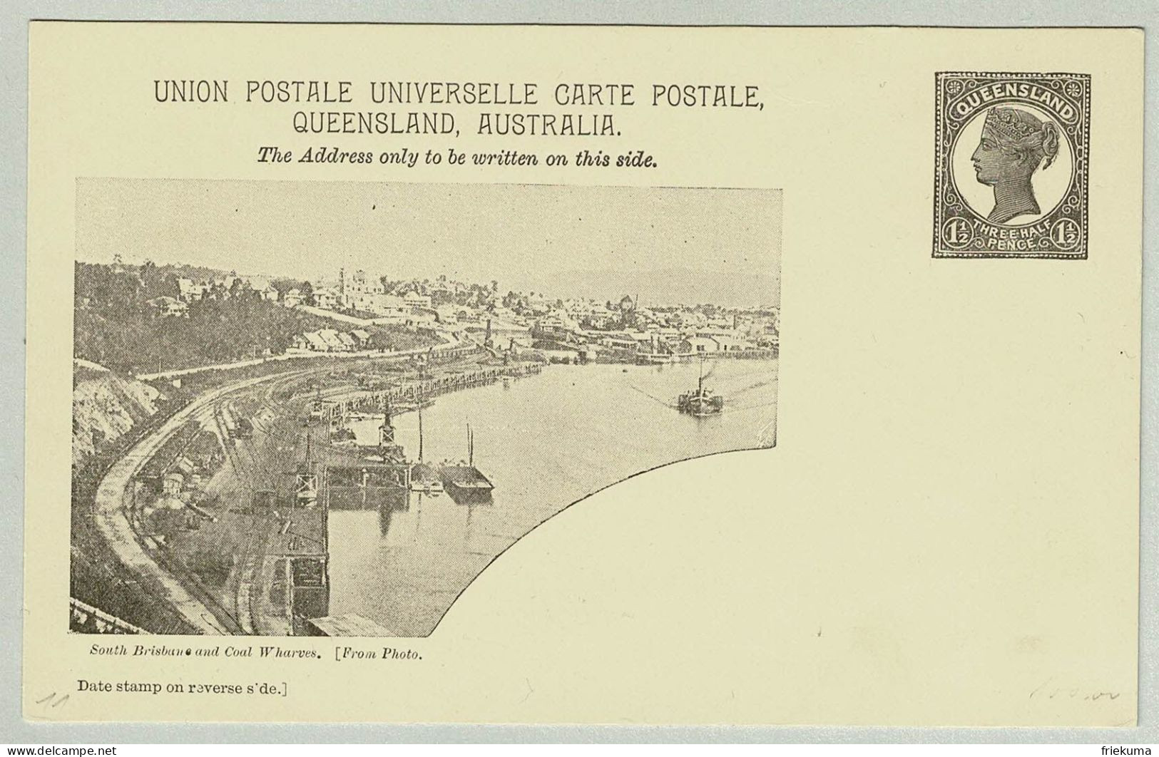 Queensland 1898, Ganzsachen-Karte South Brisbane, Hafen / Port - Covers & Documents