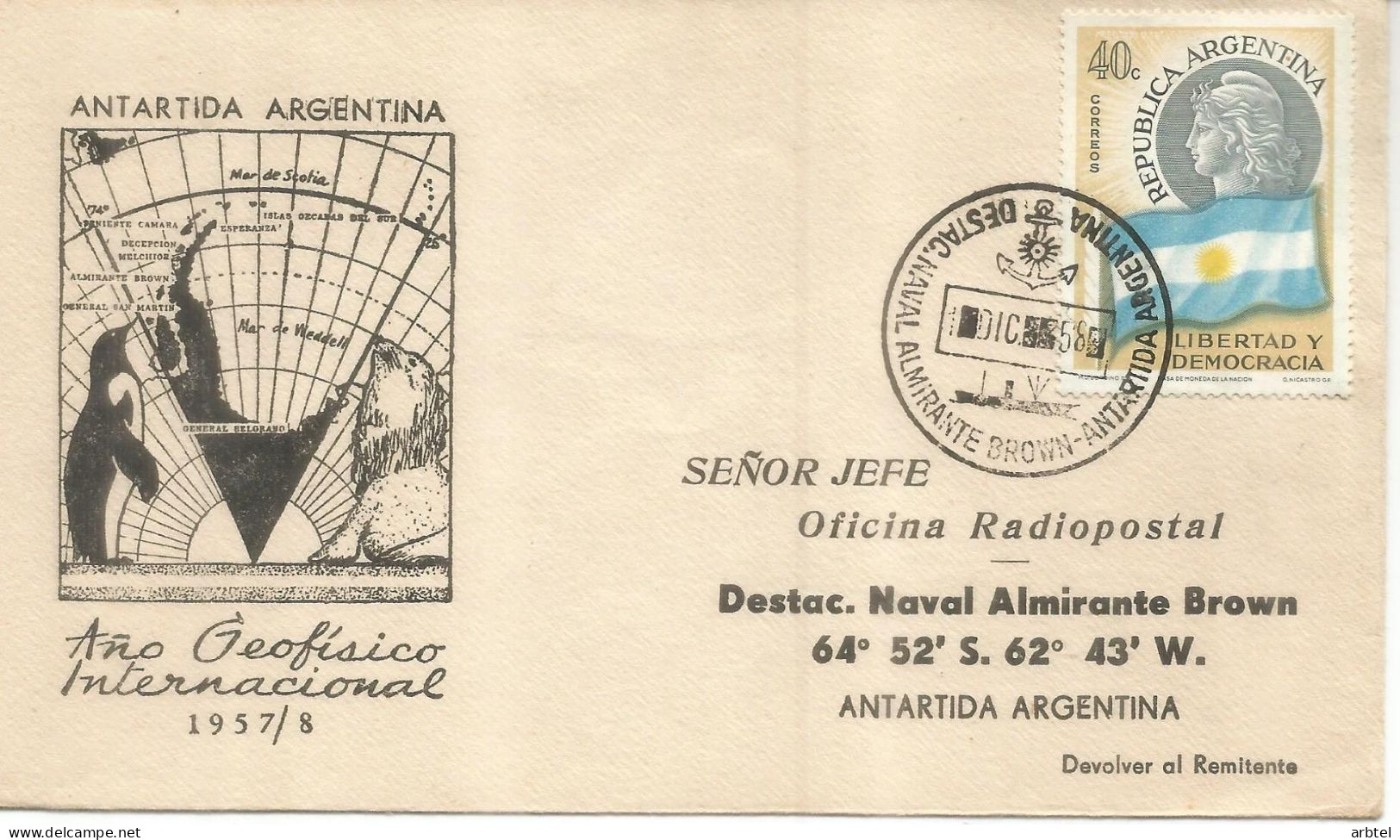 ANTARTICA ANTARCTIC ARGENTINA BASE ALMIRANTE BROWN 1958 - Estaciones Científicas