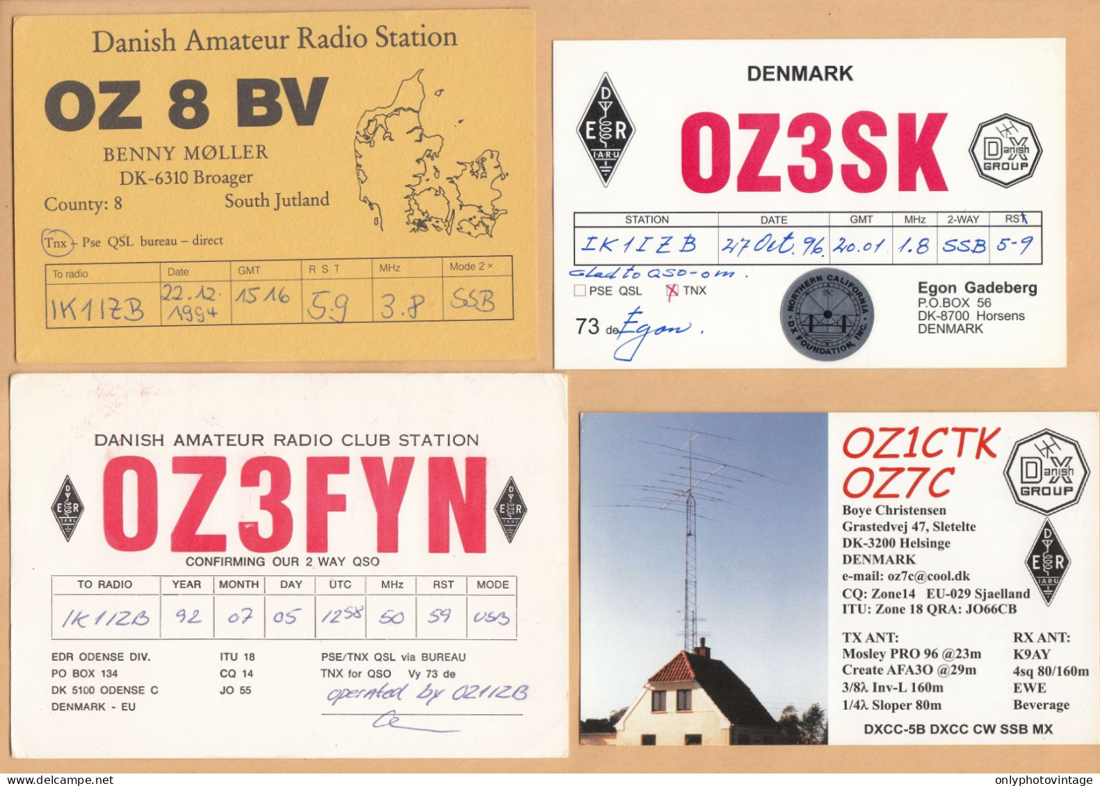 Danimarca, Denmark, Lot 15 QSL Radio Cards - Radio Amateur