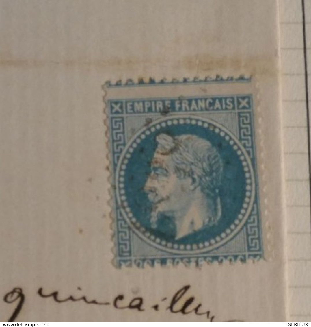 DL 11 FRANCE  LETTRE CURIOSITé 1870  A POITIERS M MAURY ! +N°29 PIQUETAGE   DECALé + VU BEHR.DISPERSION COLLECTION+++ - 1863-1870 Napoléon III Con Laureles