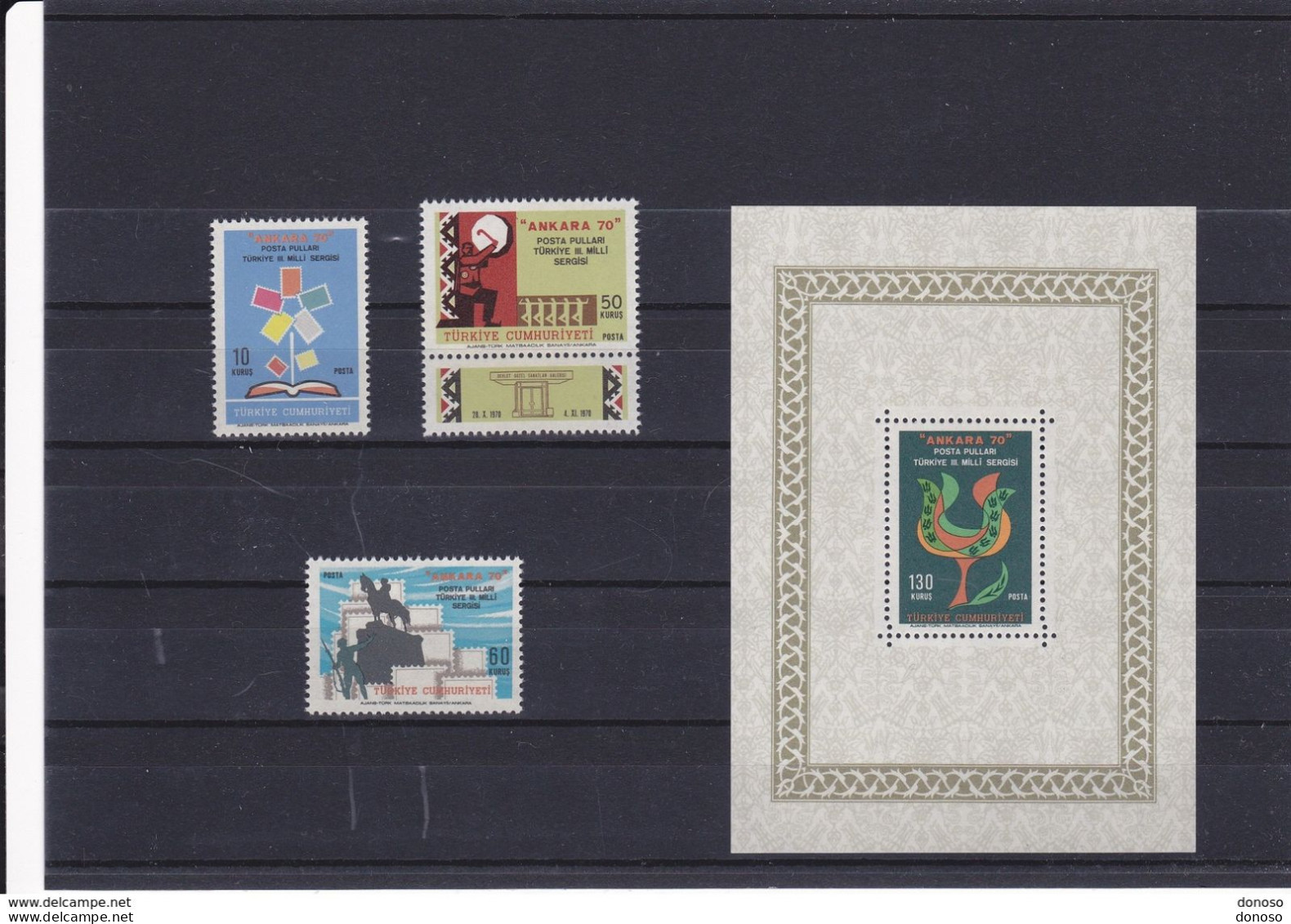 TURQUIE 1970 ANKARA 70 Yvert 1970-1972 + BF 15 NEUF** MNH Cote : 5,25 Euros - Unused Stamps