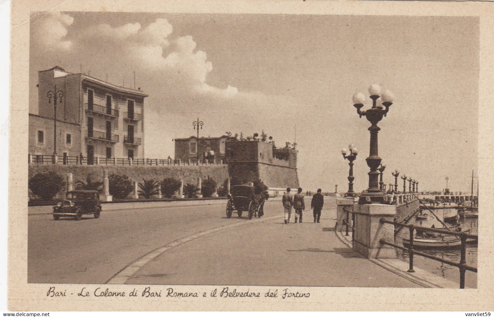 BARI-LA COLONNA ROMANA DI BARI E IL BELVEDERE DEL FORTINO-CARTOLINA NON VIAGGIATA-DATATA 1925-1935 - Bari