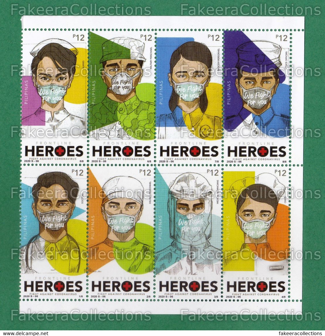 PHILIPPINES 2020 PILIPINAS - COVID FRONTLINE HEROES 8v Se-Tenant Stamps Set MNH ** - Coronavirus, Corona Pandemic - Filippine