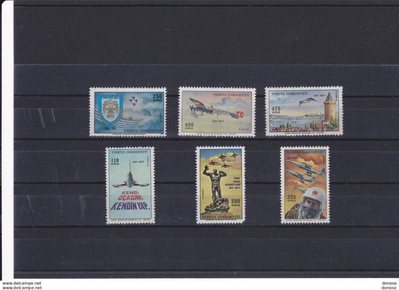 TURQUIE 1971 Avions F 104, Blériot X1 Yvert 1988-1993 NEUF** MNH Cote : 22,50 Euros - Unused Stamps