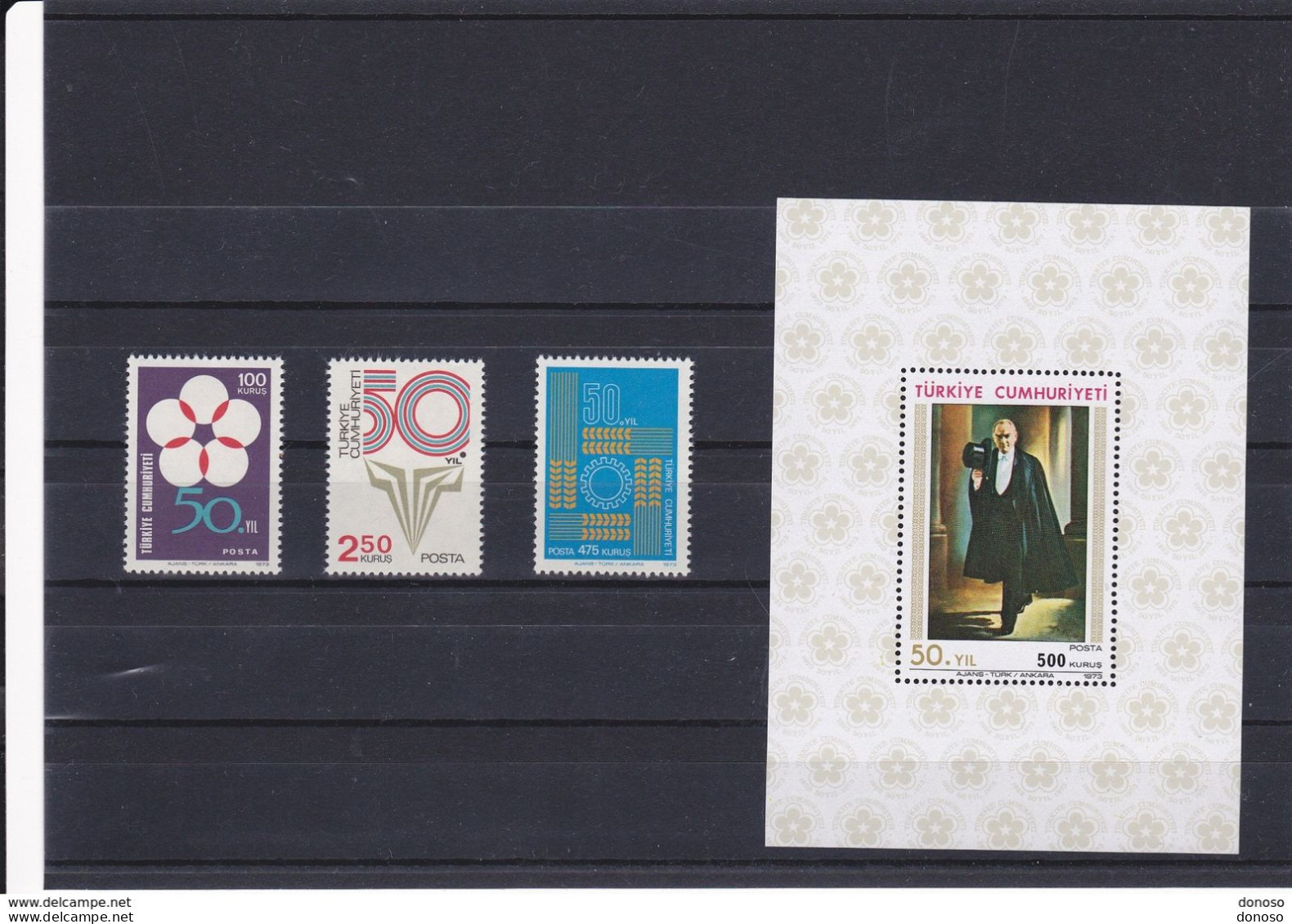 TURQUIE 1973 REPUBLIQUE Yvert 2071-2073 + BF 17 NEUF** MNH Cote : 8,50 Euros - Nuovi