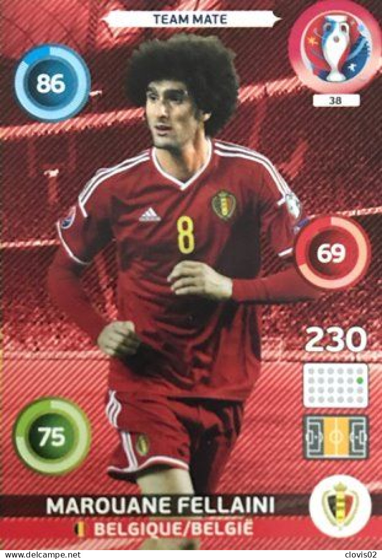 38 Marouane Fellaini - Belgium - Panini Adrenalyn XL UEFA Euro 2016 Carte Football - Trading Cards