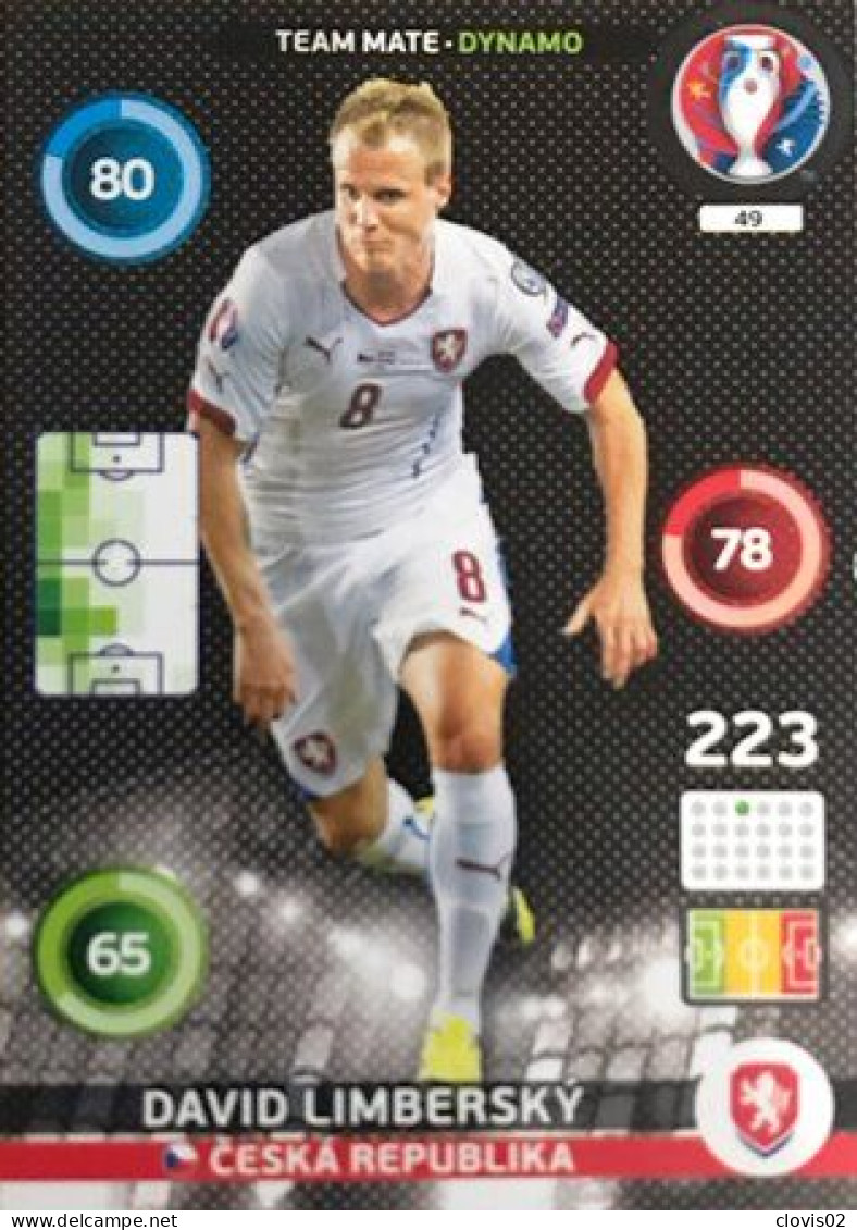 49 David Limberský - Czech Rep - Panini Adrenalyn XL UEFA Euro 2016 Carte Football - Trading Cards