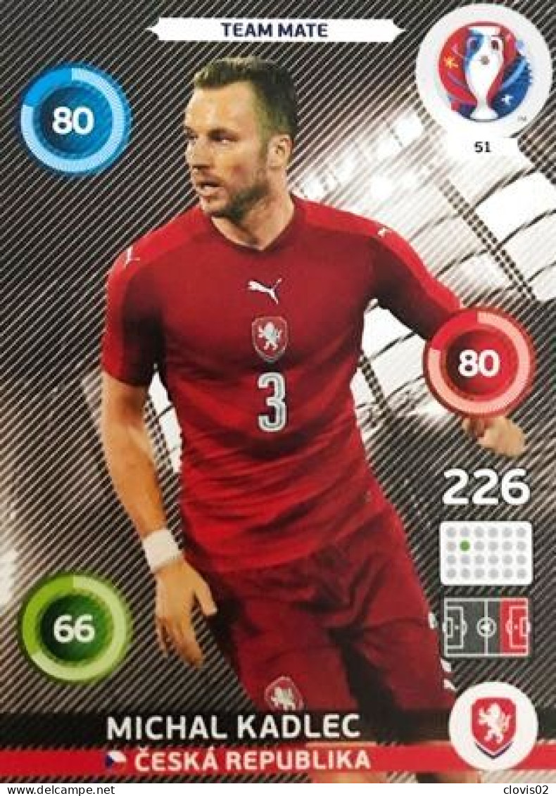 51 Michal Kadlec - Czech Rep - Panini Adrenalyn XL UEFA Euro 2016 Carte Football - Trading Cards