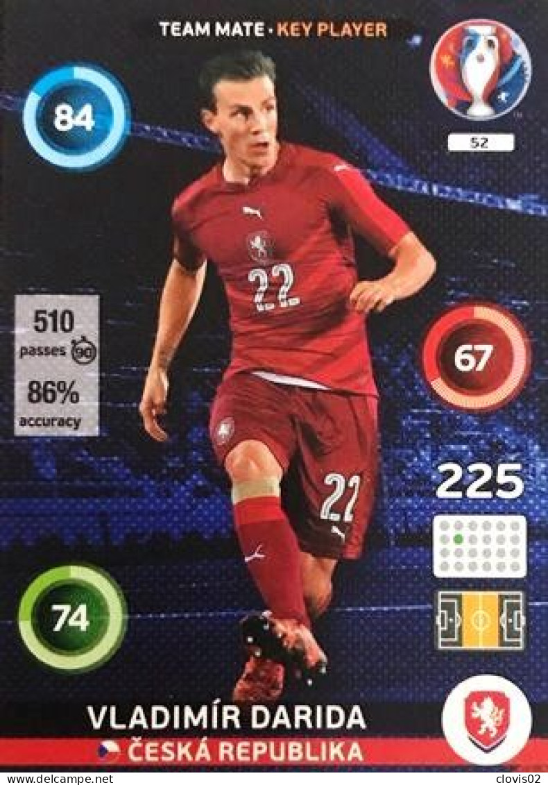 52 Vladimír Darida - Czech Rep - Panini Adrenalyn XL UEFA Euro 2016 Carte Football - Trading Cards