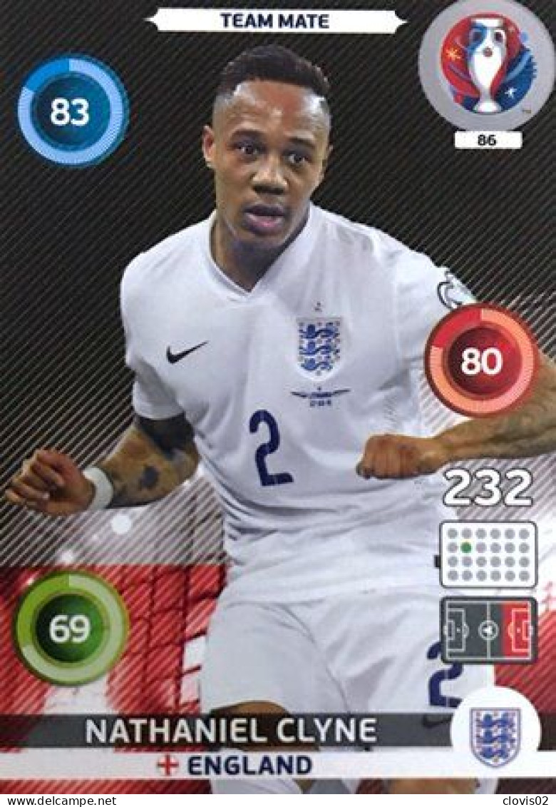 86 Nathaniel Clyne - England - Panini Adrenalyn XL UEFA Euro 2016 Carte Football - Trading Cards