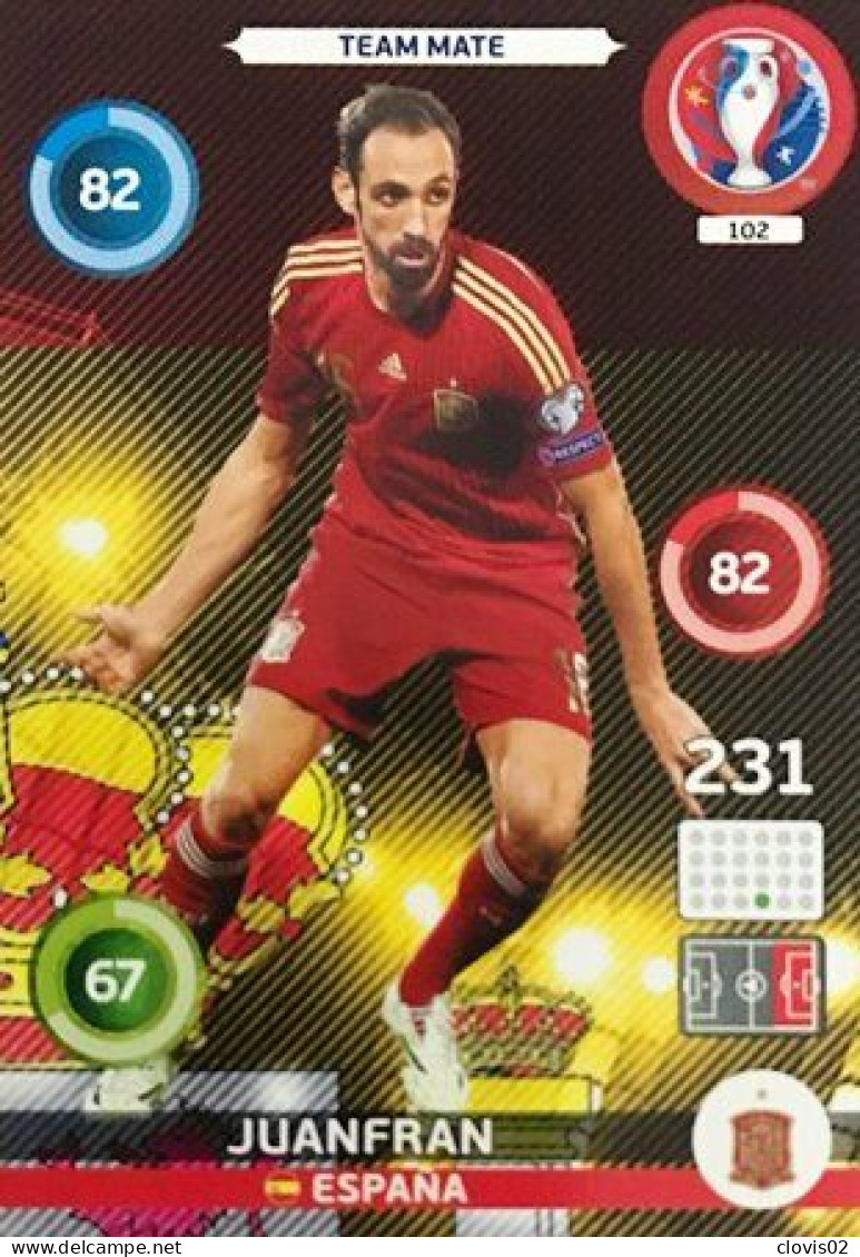 102 Juanfran - Spain - Panini Adrenalyn XL UEFA Euro 2016 Carte Football - Trading Cards