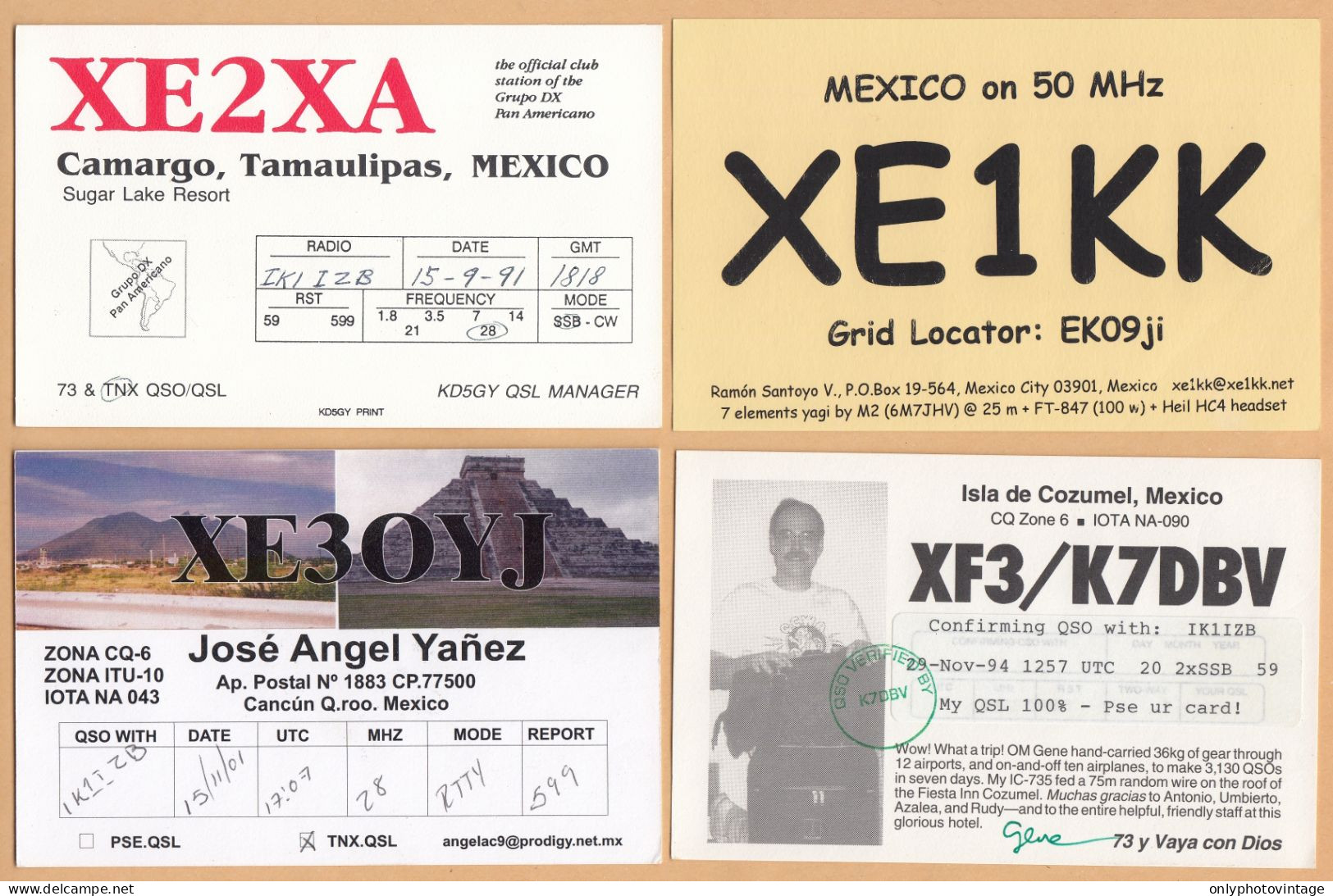 Messico, Mexico, Lot 7 QSL Radio Cards - Radio Amateur