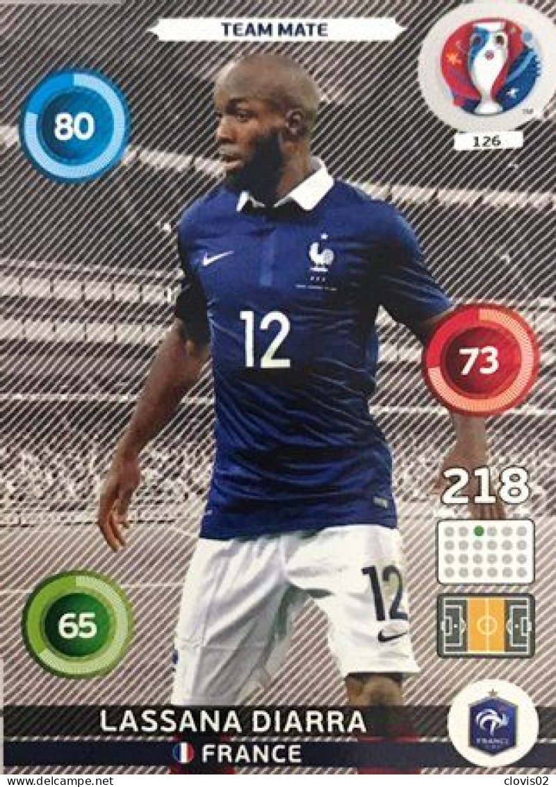 126 Lassana Diarra - France - Panini Adrenalyn XL UEFA Euro 2016 Carte Football - Trading Cards