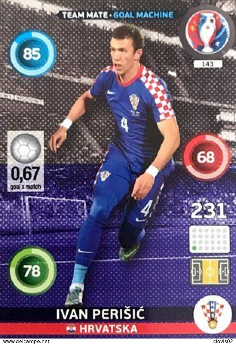 143 Ivan Perišić - Croatia - Panini Adrenalyn XL UEFA Euro 2016 Carte Football - Trading Cards