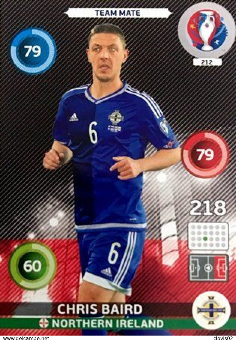 212 Chris Baird - Northern Ireland - Panini Adrenalyn XL UEFA Euro 2016 Carte Football - Trading Cards