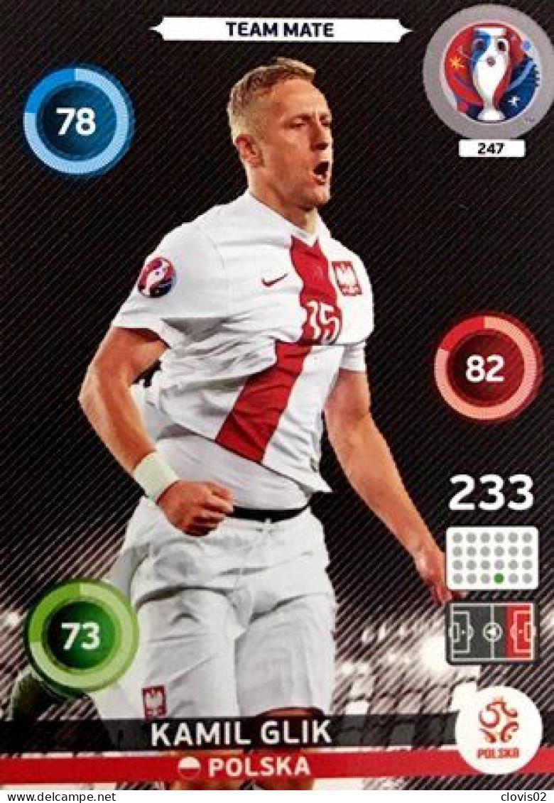 247 Kamil Glik - Poland - Panini Adrenalyn XL UEFA Euro 2016 Carte Football - Trading Cards