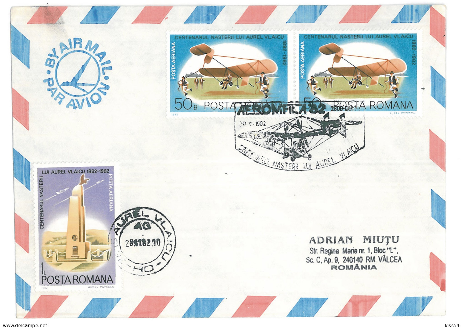 COV 30 - 221 AIRPLANE, Romania - Cover - Used - 1982 - Lettres & Documents