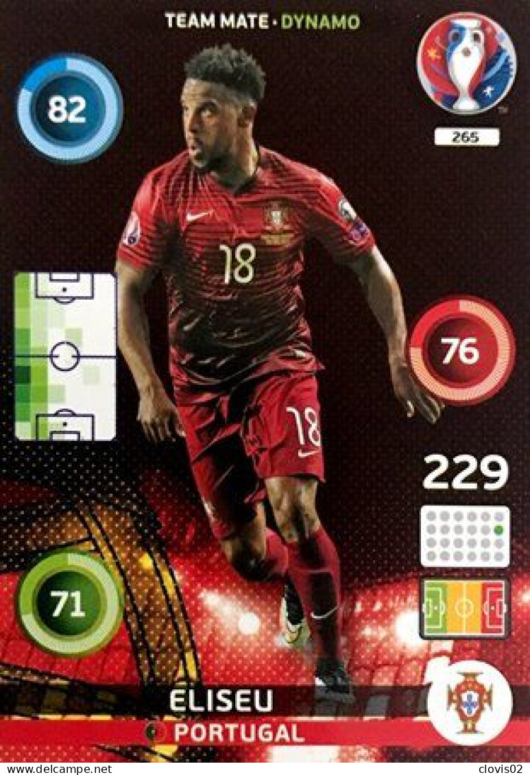 265 Eliseu - Portugal - Panini Adrenalyn XL UEFA Euro 2016 Carte Football - Trading Cards