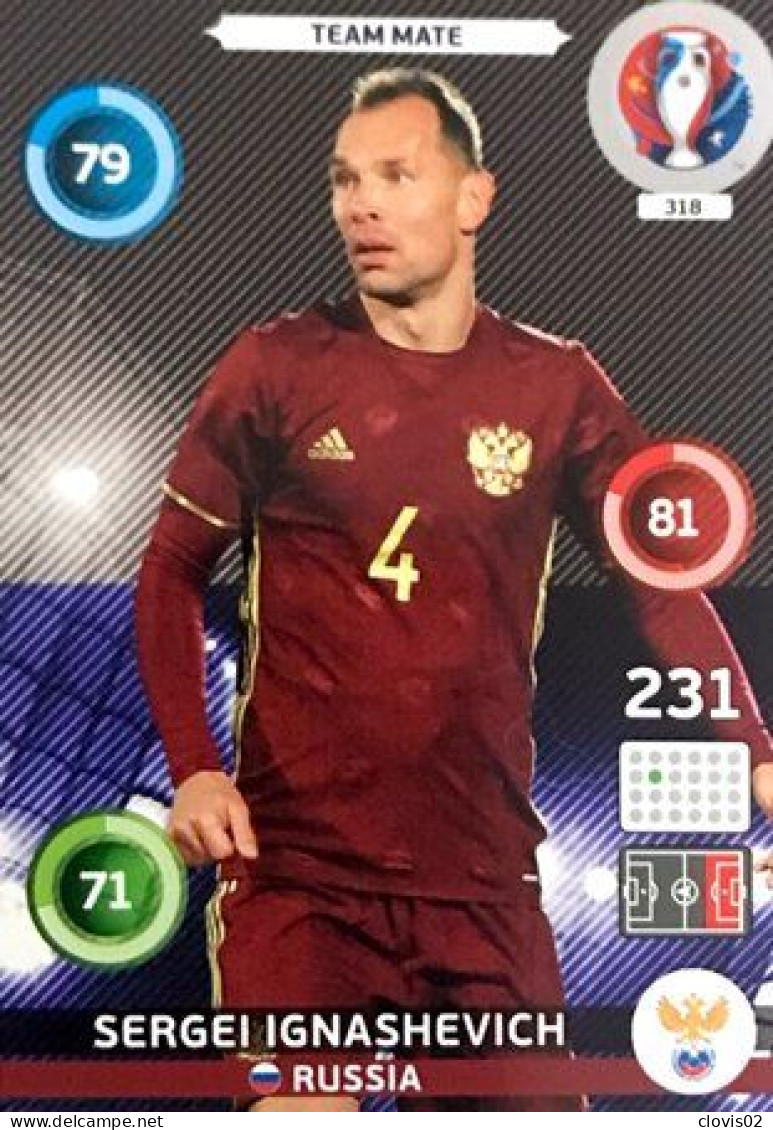 318 Sergei Ignashevich - Russia - Panini Adrenalyn XL UEFA Euro 2016 Carte Football - Trading Cards