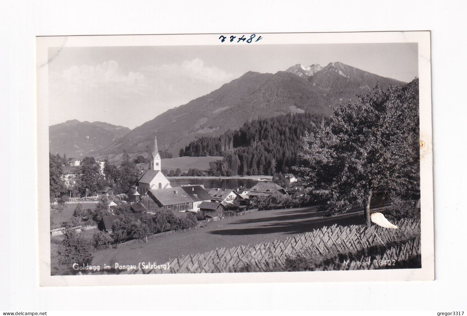 E5757) GOLDEGG Im PONGAU - Salzburg - S/W FOTO AK über Zaun Auf Bauernhofu. Kirche Gesehen ALT - Goldegg